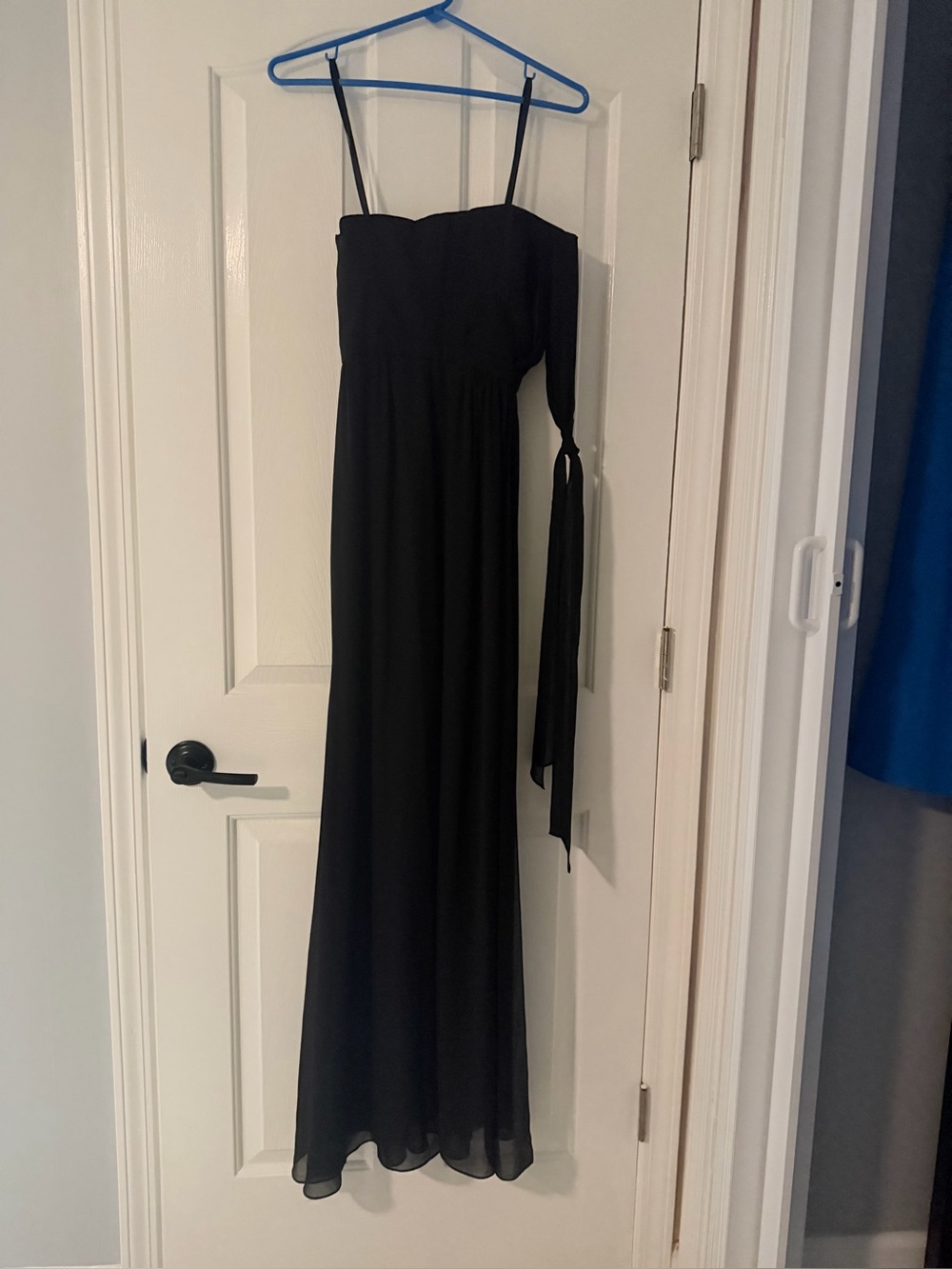 BCBG Maxa Black One-Shoulder Evening Dress with Side Tie